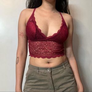 Urbanic Padded Lace Cami Y2k Cherry Red
