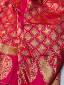 Magenta Pink&amp; Gold Brocade Kurti With Pant