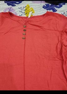 Coral Button-Down Casual Top
