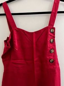 Red Jump Suit With Sleeveless
