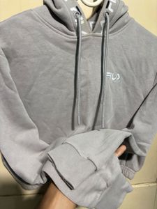 Fila Light Grey Cropped Hoodie