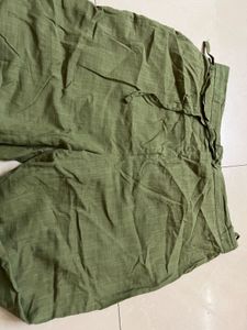 Olive Green Linen Blend Kurta Pants
