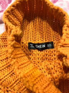 Orange Knit Turtleneck Sweater