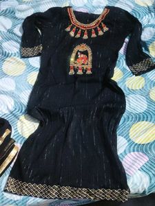 Embroidered Black Kurta
