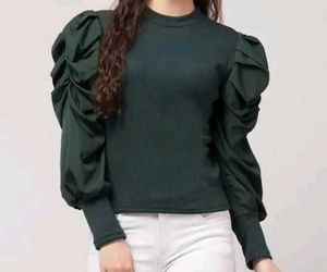 Green Puff Sleeve Top