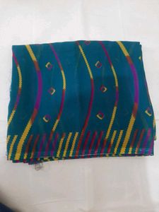 77)New Green Printed Saree