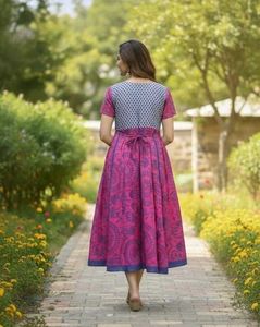 Elegant Pink &amp; Blue Anarkali Kurta