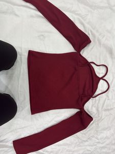 Burgundy Long Sleeve Top