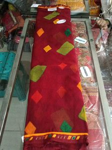 Maroon Geometric Sari