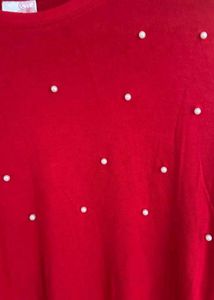 Red Ruffle Sleeve Top