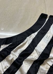 Satin Black And White Short Kurti Top