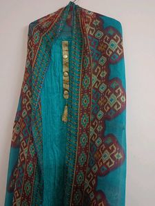 Teal Embroidered Kurti