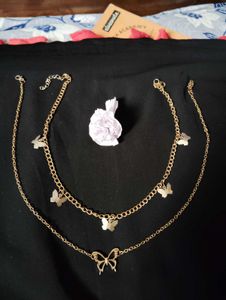 Brownz Butterfly Layered Necklace