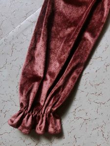 Velvet Puff Sleeve Top