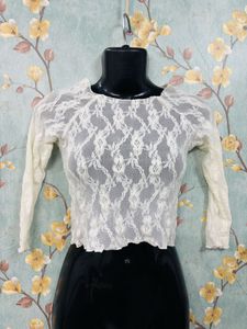 Lace Long Sleeve Crop Top