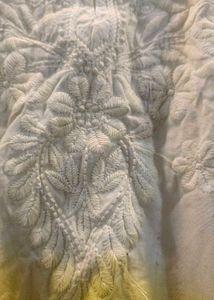 Yellow &amp; White Chikankari Kurti