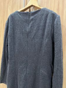 Gray Dress with Beaded Neckline - Size M