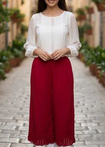 Red Culottes & White Top Set