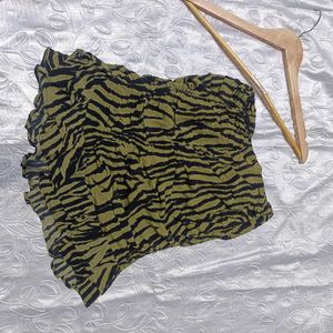 Zara Print Ruched Mini Skirt