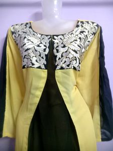 Yellow-Black Kurti💛🖤