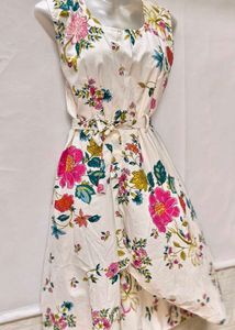 New High Low Floral Print Dress For Medium Size