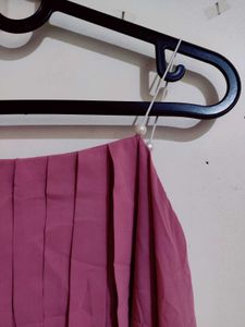 Mauve Pleated Strapless Top with Shawl