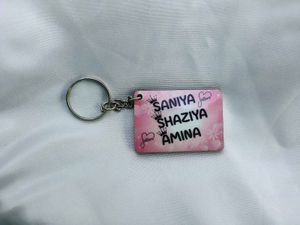 Customized Name Keychain Heart Square Shape