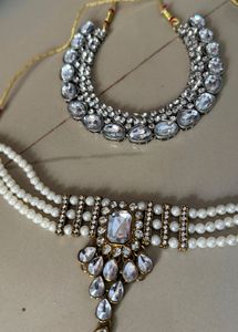 Elegant Pearl &amp; Crystal Jewelry &amp; Moti Necklace