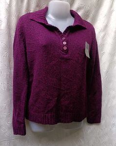 Burgundy Knit Collared Sweater 💜