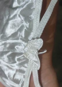 White Satin Thong