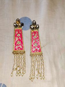 Pink & Gold Pearl Drop Earrings