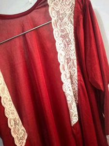 Red Lace Trim Robe