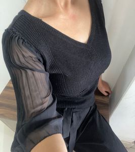 🖤Elegant Black Top With Mesh Sleeves 🖤