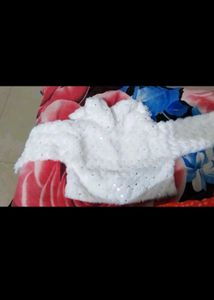 Fuzzy White Sequined Scarf