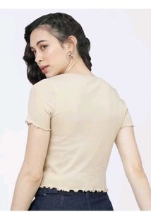 Cute Ruffle Trim Button-Up Top