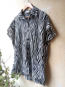 Zebra Print Button Down Shirt Top (Women)