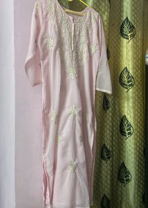 Pink Georgette Embroidered Kurta