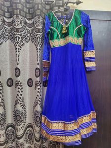 Elegant Blue & Green Anarkali Dress