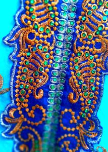 Embroidered Applique with Green Stones
