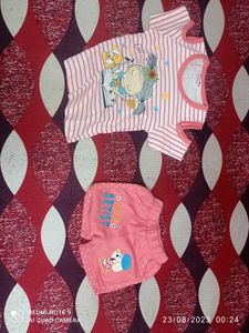 0-3 Months Baby Girl Tshirt And Short Pant