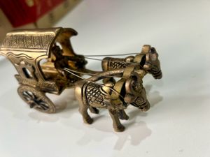 Vintage Brass Bull Cart Showpiece