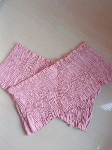 Peach Off-Shoulder Crop Top stretchable