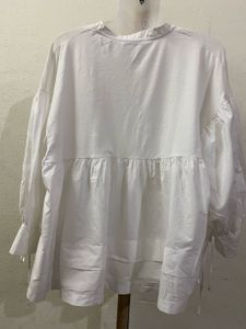 Zara White Tie-Front Blouse