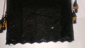 Black Floral Net Kurta (Women)