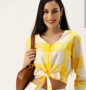 Cropped Tie Up Shirt