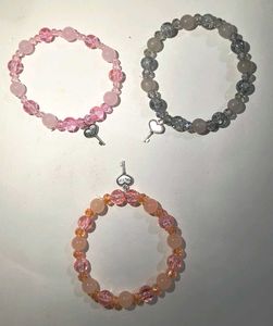 Beaded Bracelets with Key Charm - Set of 3