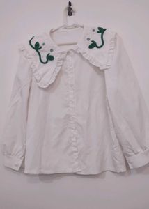 Cute Embroidered Collar Top