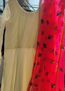 Beautiful Anarkali Gown With Red Dupatta