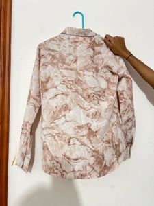 Marble Print Button-Up Shirt