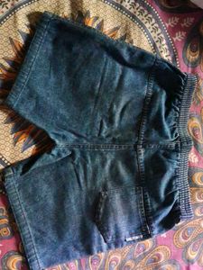 Denim Shorts with Elastic Waistband